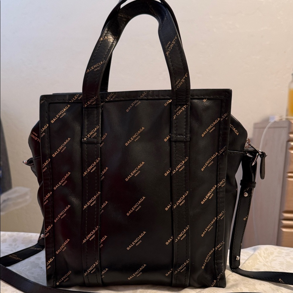 Balenciaga Black Shoulder Bag with Gold Accents $400